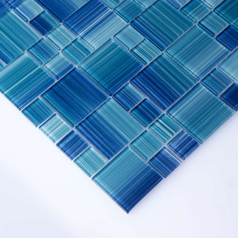 Carrelage mosaïque en verre pour piscine, Bleu méditerranéen