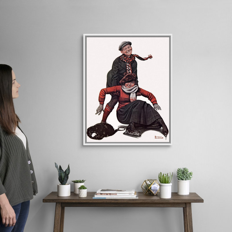 Art mural sur toile The Novice Skater, H 32 po x l 26 po x P 1,75 po, Cadre flottant blanc