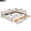 Grand lit plateforme tapissier avec port USB et 2 tiroirs