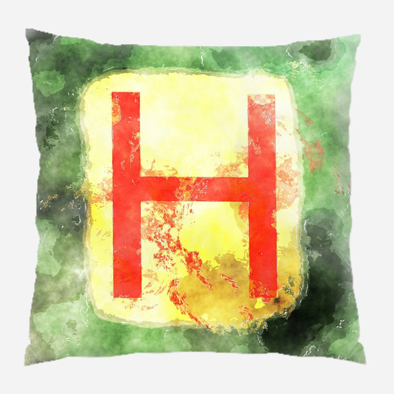 Coussin décoratif alphabet Caine, Microsuède, Intérieur