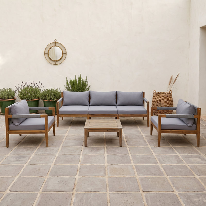 Ensemble de conversation d'extérieur avec coussins pour patio, Gris