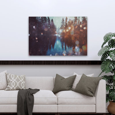 Forêt magique, reflet de paysage, forêt naturelle, photographie, art numérique, art contemporain