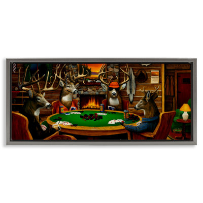 Deer Playing Poker in Lodge