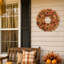 Couronne d'automne pour porte d'entrée – Couronne de Thanksgiving de 50 cm avec feuilles d'érable, décoration artificielle pour porte sur le thème des récoltes d'automne