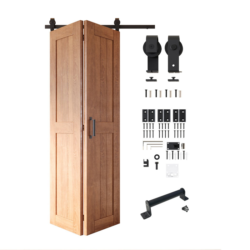 Porte de grange américaine ancienne non assemblée et finie de 84 po de hauteur, deux portes de 24 po x 84 po avec quincaillerie de fixation supérieure pliable