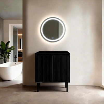 24'' &30'' &36 '' Shaker Style Bathroom Vanity Base Only, Freestanding Or Wall-Mounted With Double Doors & Adjustable Shelf - Soft-Close & Vertical Line Design (Sink Not Included)