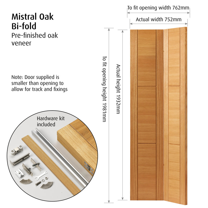 Mistral Oak Bi-Fold Internal Door Prefinished