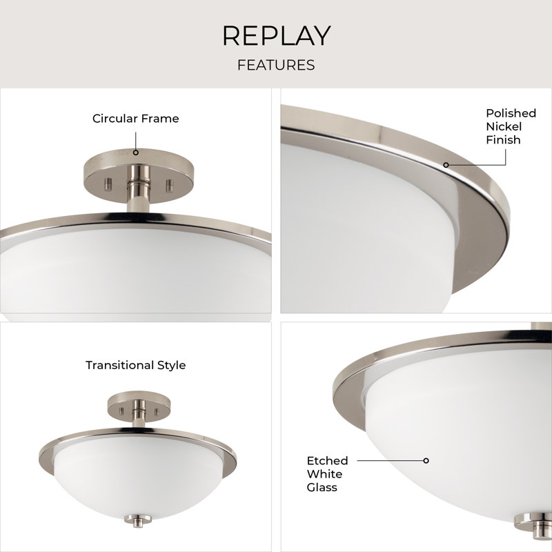 Glass Semi Flush Mount, Brushed Nickel
