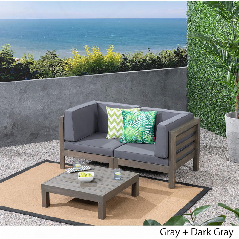Causeuse et table d'extérieur, Gris, Gris foncé