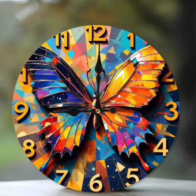 Colorful Butterfly Wall Clock Home Decor