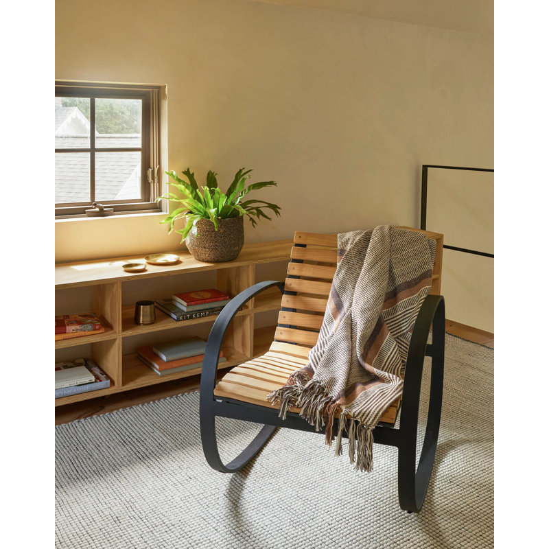 Tapis noir en laine tissé à la main, Rectangle 5 pi x 8 pi