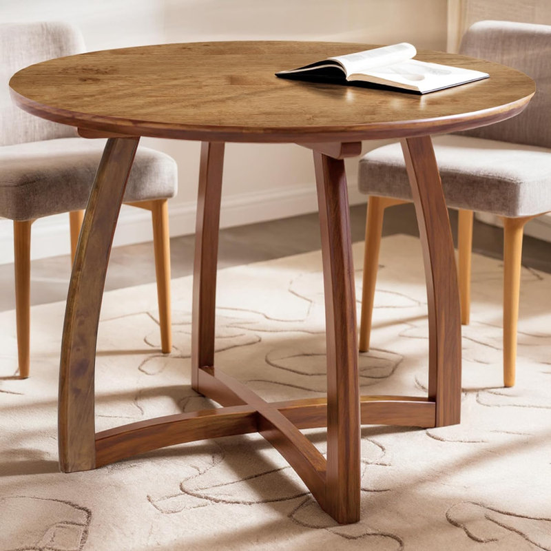 Alma 36 Inches Rubber Wood Round Dining Table for 2-4, Mid-Century Modern Versatile Tables for Living Room & Kitchen, 250 lbs, Stable Cross Base, Easy Setup