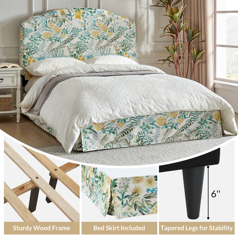 Clemens Upholstered Platform Bed With Washable Slipcover, King, Spring