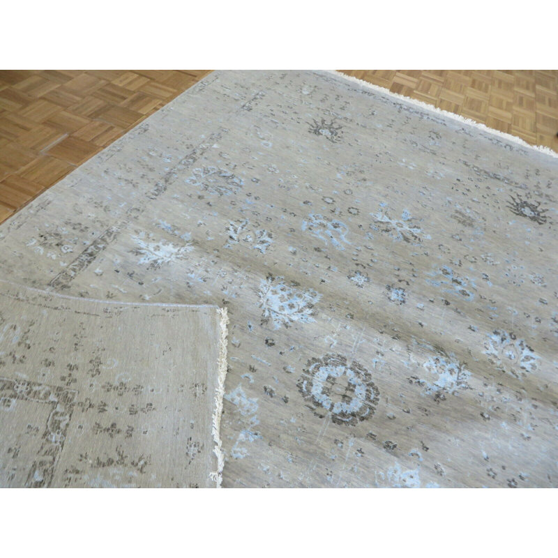 Tapis oriental transitionnel beige en soie noué à la main 8 pi 2 po x 10 po B15AEAF261F0482FB3B26C2509A37B9F