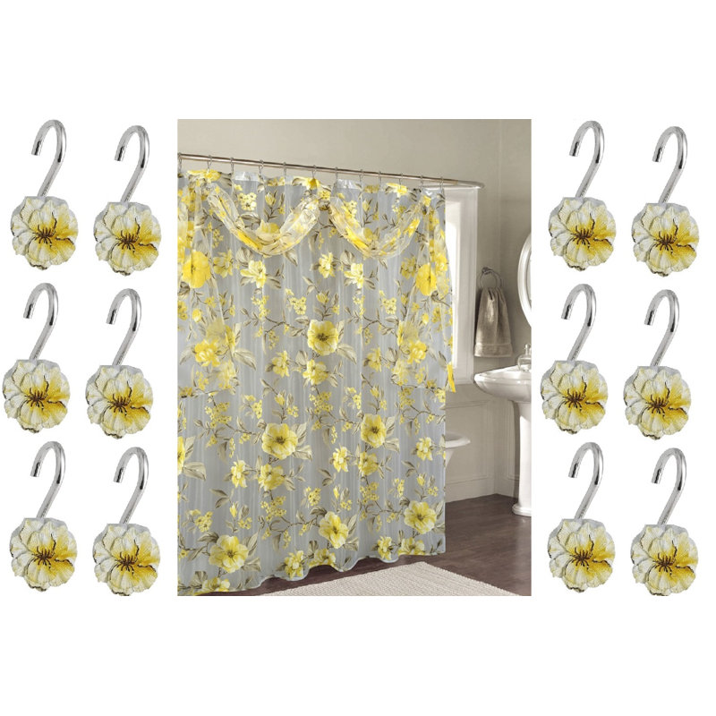 Decorative Shower Curtain Set Firmine Gray, Jaune