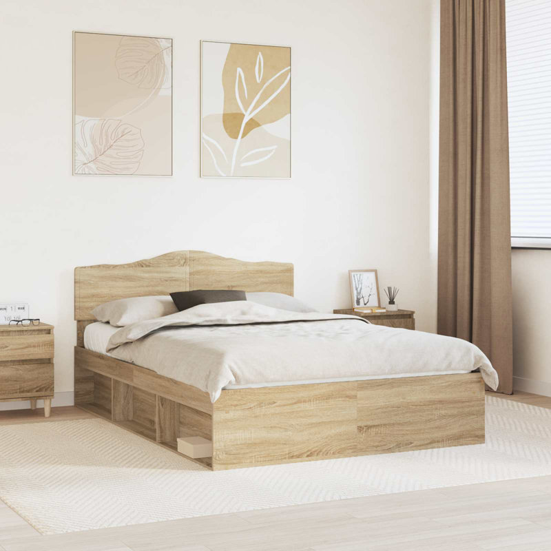 Solid Wood Bed, European Double (140 x 200 cm), Sonoma