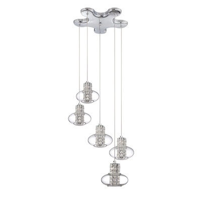 Luminaire suspendu géométrique 5 lumières grappe Aria