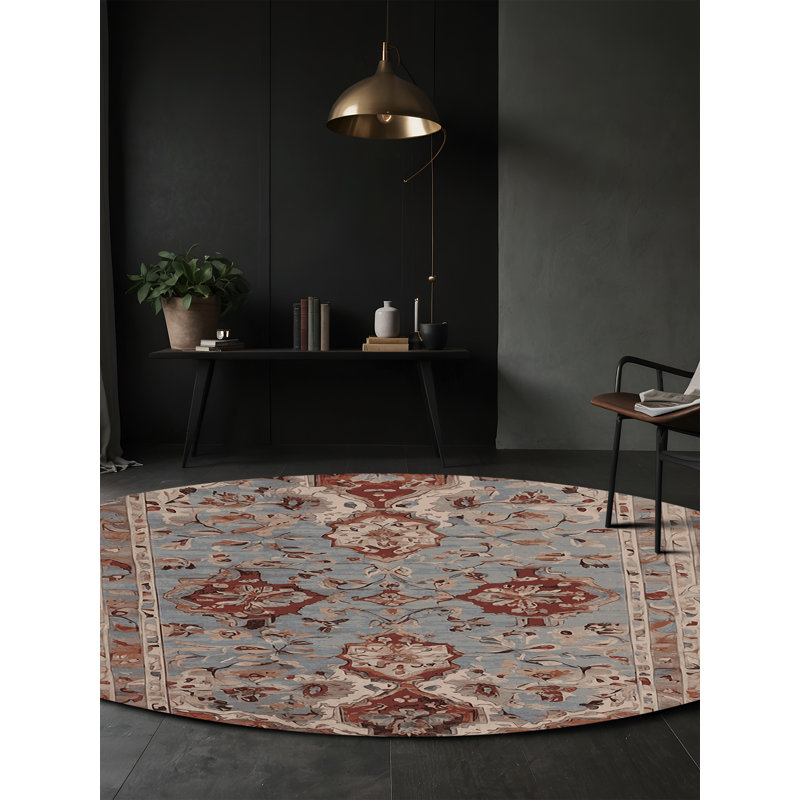 Tapis gris soyeux et moelleux, Rond 3 pi