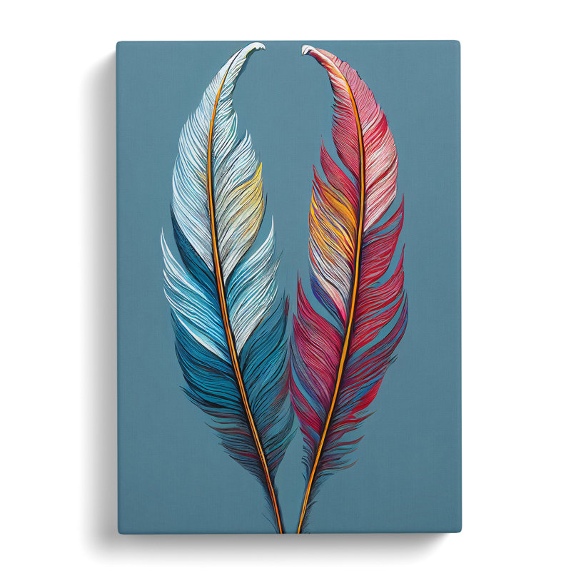 XC1022-4793X Two Feathers - Wrapped Canvas Print, 50cm H x 35cm W x 3cm D