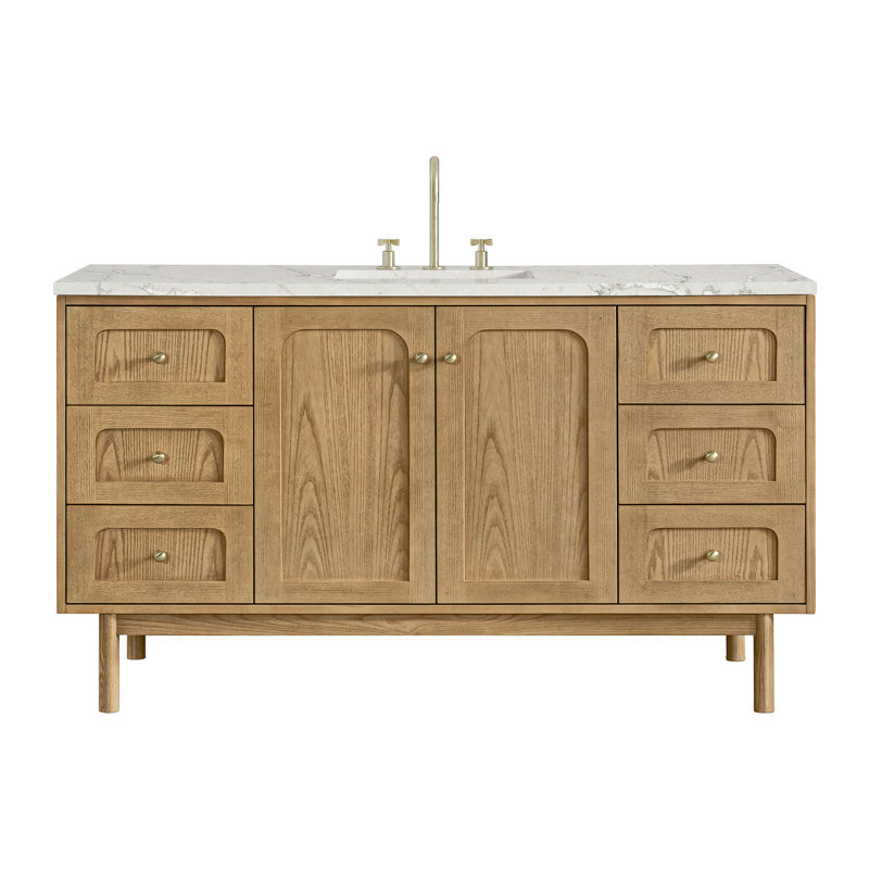 Laurent 60'' W Single Vanity, 8" Centers, Light Natural Oak, Victorian Silver