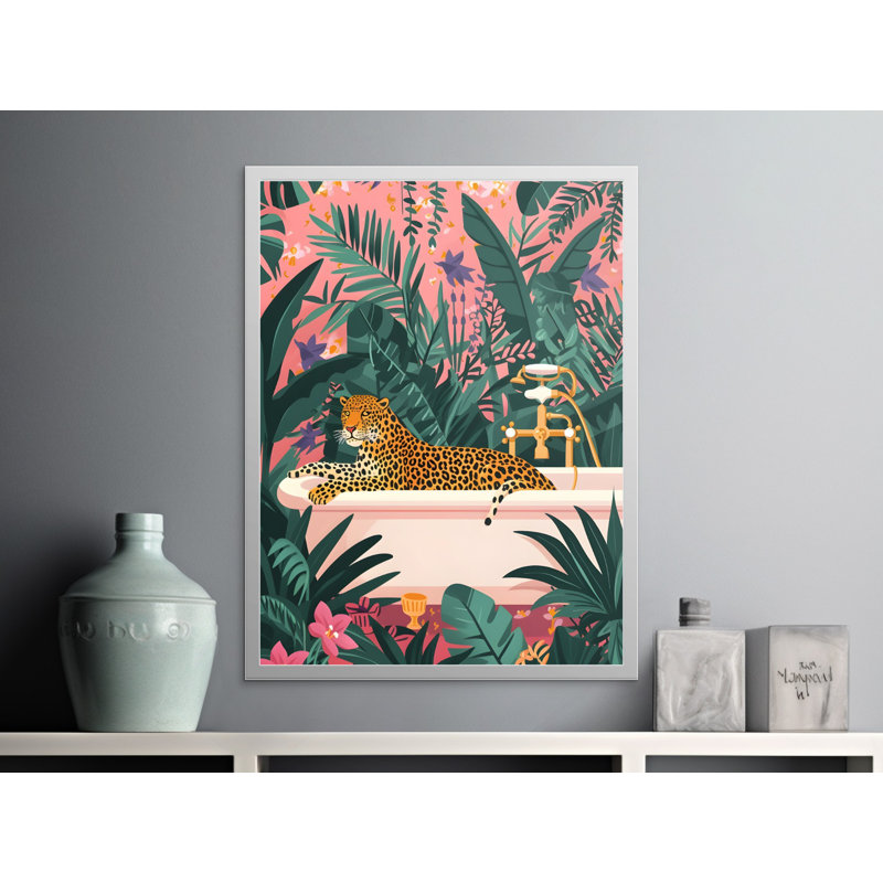 Leopard Wall Art, Jungle Bathroom Print, Tropical Animal Art, Home Decor, Framed Wall Art, Available in Multiple Sizes
