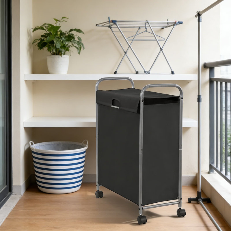 Rolling Laundry Hamper With Lid And Wheels, 85L Capacity Laundry Sorter Cart, Slim Space-Saving Design For Apartments, Dorms, And Small Spaces