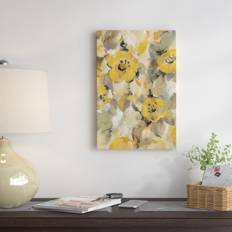 Jaune floral, reproduction d’art sur toile tendue, H 18 po x l 12 po x P 1,5 po