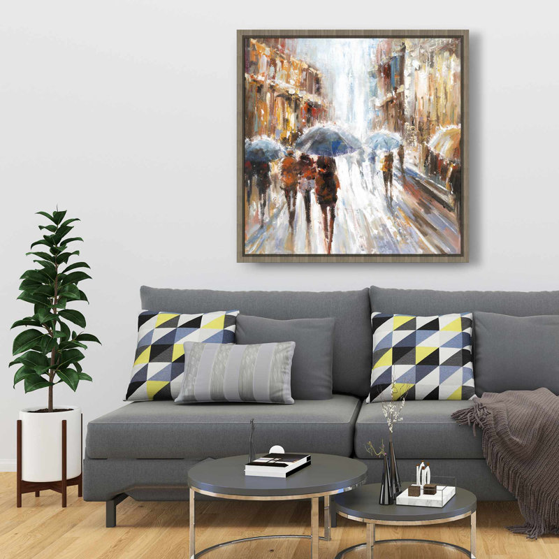 Abstrait, "Passersby in the City" - femme, art sur toile