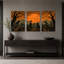 Cimetière orange clair de lune avec corbeaux et Halloween - Ensemble de 3 toiles murales-17239896