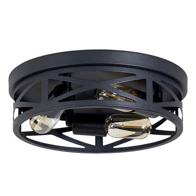 Industrial Round Cage Flush Mount Ceiling Light