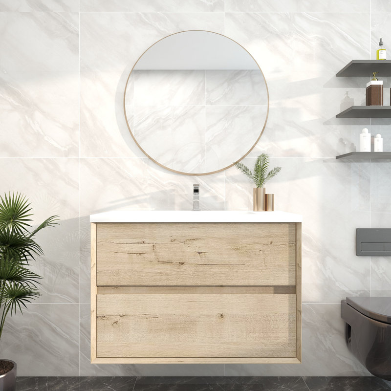 Ensemble de meuble-lavabo simple 36 po, Chêne blanc