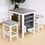 Table compacte pour petits espaces, 3 pièces, aspect contemporain rustique, rangement intégré, sièges confortables, facile à assembler, table blanchie, tablettes latérales, appartements à assemblage rapide, moderne