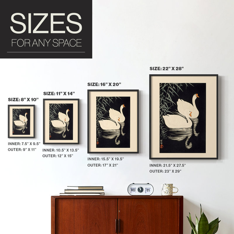 Reproduction encadrée vintage en bois massif du Japon XVII, Noir, noir, noir, noir, H 30 po x l 24 po