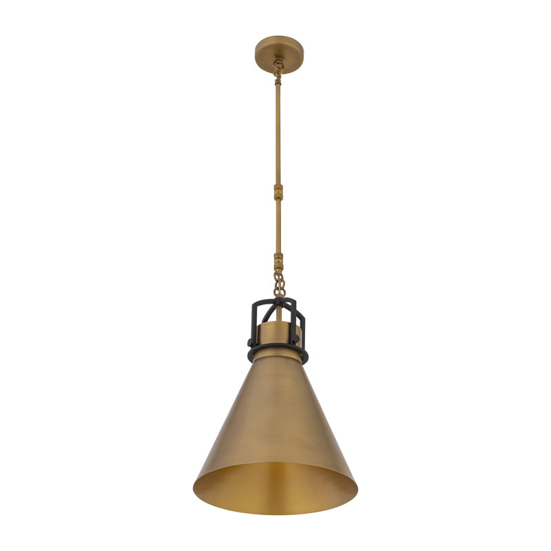 Luminaire suspendu 1 lumière Fenric 13,75 po, Laiton / Noir