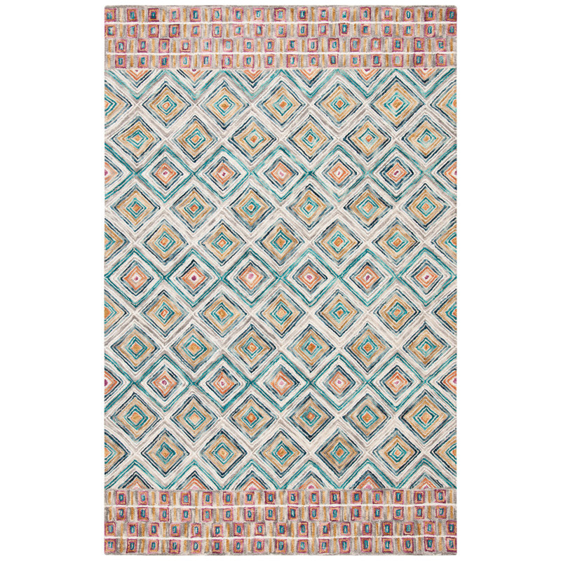 Deyoung Hand Tufted Wool Geometric Rug, Rectangle 6' x 9'