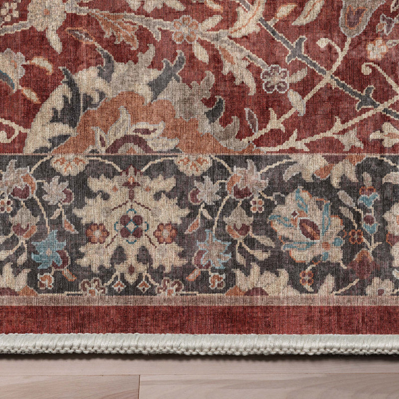 Asha Oriental Persian Flat-Weave Red Rug, Rectangle 7'7" x 9'10"