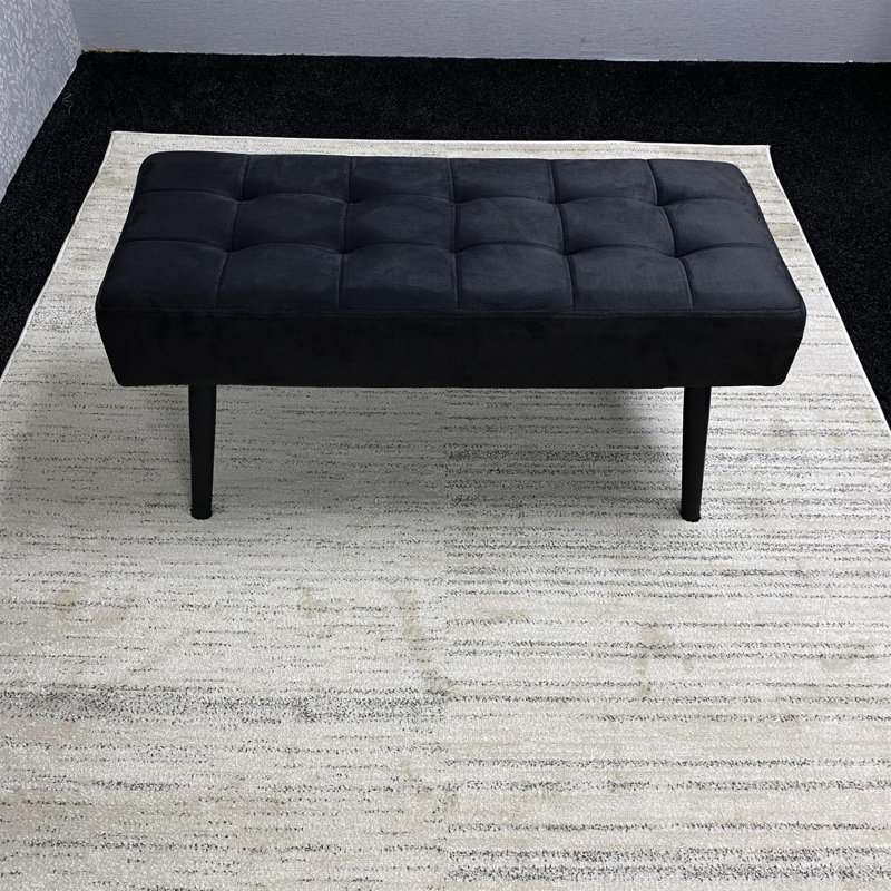 Dining Table and 4 Velvet Chairs With 1 Bench Dining Set Furniture, Black, Charcoal, 75cm H x 140cm L x 80cm W