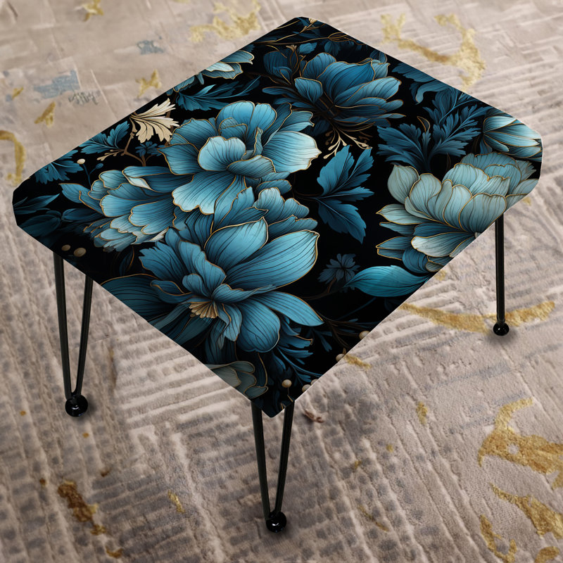 Motif éphémère noir Moody - repose-pieds rectangulaire floral