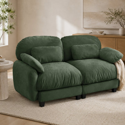 Causeuse modulaire en chenille 2 pièces avec sièges profonds, coussins lombaires et coussins à ressorts Sarvis