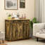 Buffet d'armoire de cuisine moderne brun rustique avec 3 tiroirs et tablettes de rangement réglables pour