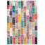 Tapis unique en laine noué à la main style patchwork bleu / rose / gris des années 2010 de 6 pi 9 po x 9 pi 9 po Anduena