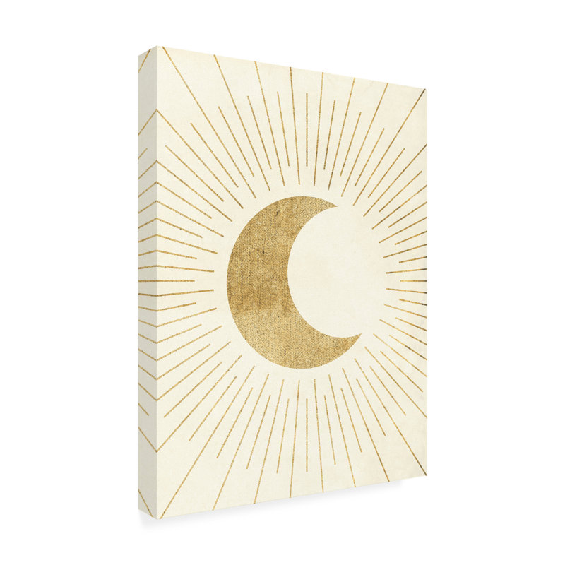 Gold Sun Moon Star - ensemble de 3 reproductions sur toiles tendues, H 19 po x l 14 po x P 2 po