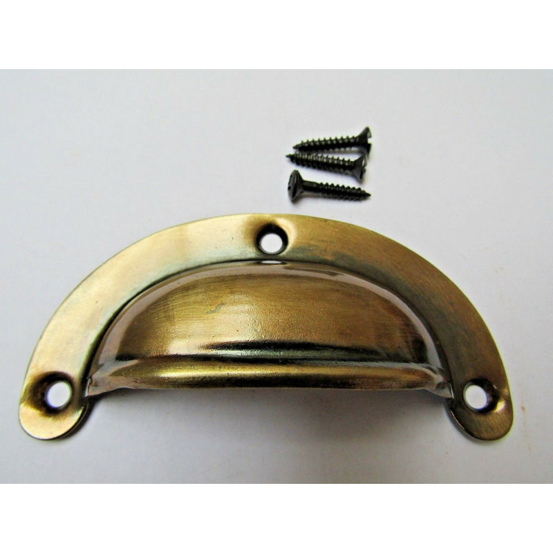Lugged Pressed Steel Cup Pull Antique Iron, Antique Brass