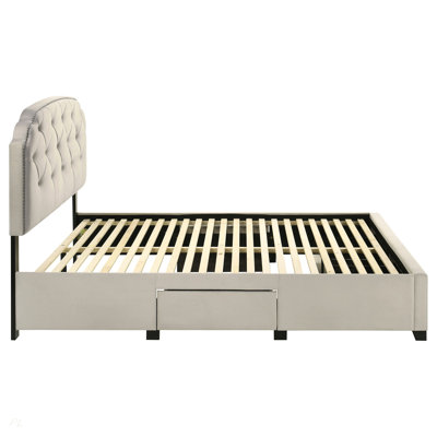 Cream 4-drawer Upholstered Queen Storage Bed