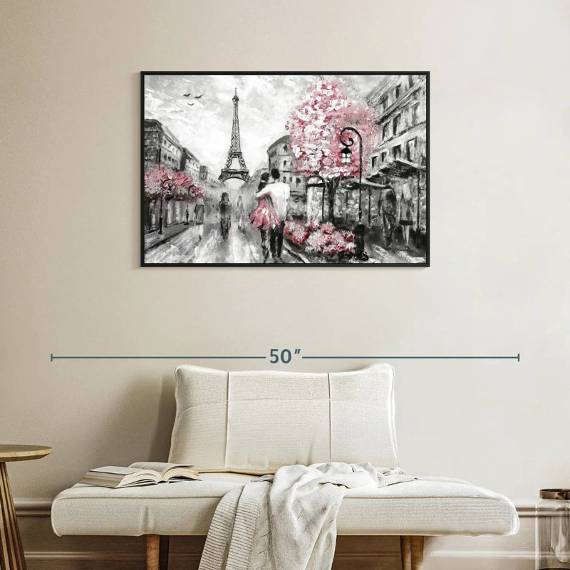 Rose Paris, Cadre flottant noir, 37 po x 25 po
