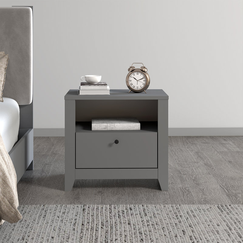 55cm W Manufactured Wood Bedside Table, Grey