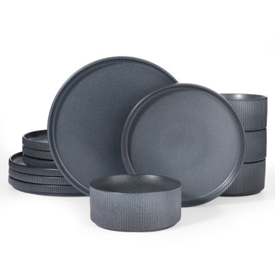 18-Piece Stoneware Dinnerware Set, Microwave & Dishwasher Safe - Service for 6