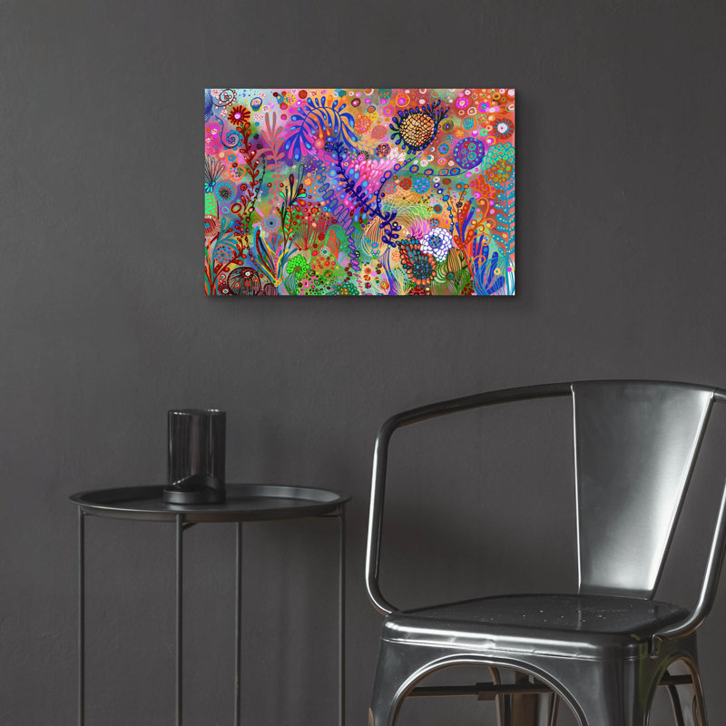 «Garden Under Sea2» par Noemi Ibarz, art mural en verre acrylique, H 16 po x l 24 po x P 0,2 po
