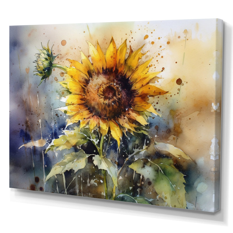 Jaune tournesol symphonie I - art mural tournesol, H 12 po x l 20 po x P 1 po, Toile tendue