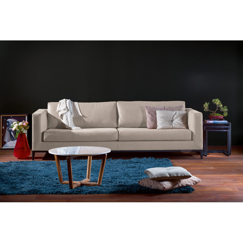 La Roux Leather Sofa, Smoke Genuine Leather, Black